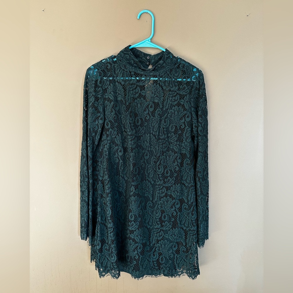 Wishlist Green Lace Long Sleeve Mini Dress Size Medium